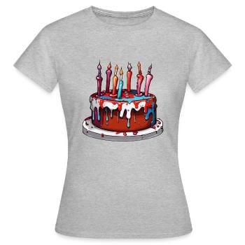 Gâteau d’anniversaire / Gâteau / Joyeux anniversaire / Gâteau - T-shirt Femme - gris chiné - Devant - AI Model Female 172 dark (172cm)