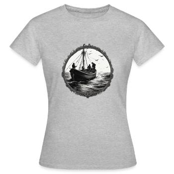 Bateau pirate / Bateau / Mer / Océan / Vagues - T-shirt Femme - gris chiné - Devant - AI Model Female 172 dark (172cm)