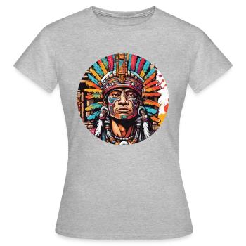 Maya / Haute Culture / Pérou / Calendrier Maya / Motif - T-shirt Femme - gris chiné - Devant - AI Model Female 172 dark (172cm)