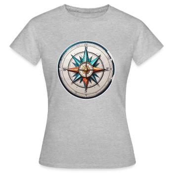 Boussole / Direction cardinale / Voyage / Survie - T-shirt Femme - gris chiné - Devant - AI Model Female 172 dark (172cm)