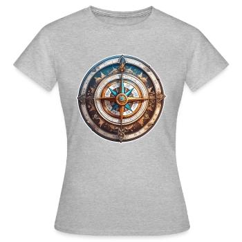 Boussole / Direction cardinale / Voyage / Survie - T-shirt Femme - gris chiné - Devant - AI Model Female 172 dark (172cm)