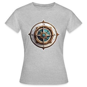 Boussole / Direction cardinale / Voyage / Survie - T-shirt Femme - gris chiné - Devant - AI Model Female 172 dark (172cm)