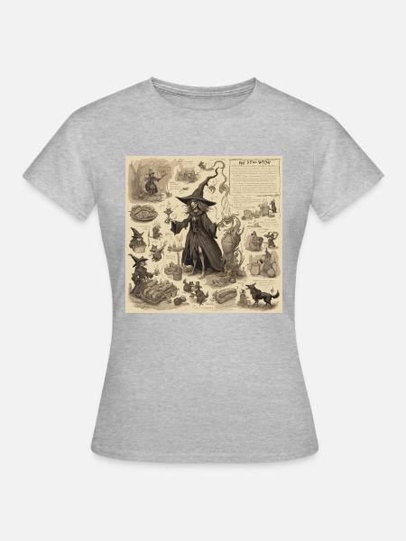 Hexenhandbuch / Zauberbuch / Halloween / Herbst - Frauen T-Shirt - Grau meliert