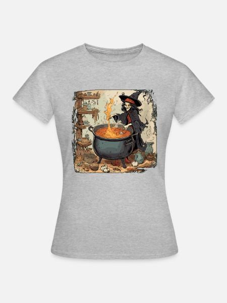 Hexenhandbuch / Zauberbuch / Halloween / Herbst - Frauen T-Shirt - Grau meliert