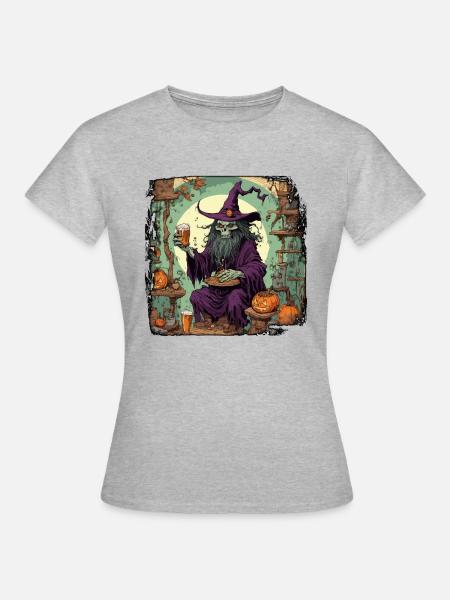 Hexenhandbuch / Zauberbuch / Halloween / Herbst - Frauen T-Shirt - Grau meliert