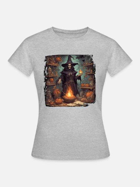 Hexenhandbuch / Zauberbuch / Halloween / Herbst - Frauen T-Shirt - Grau meliert