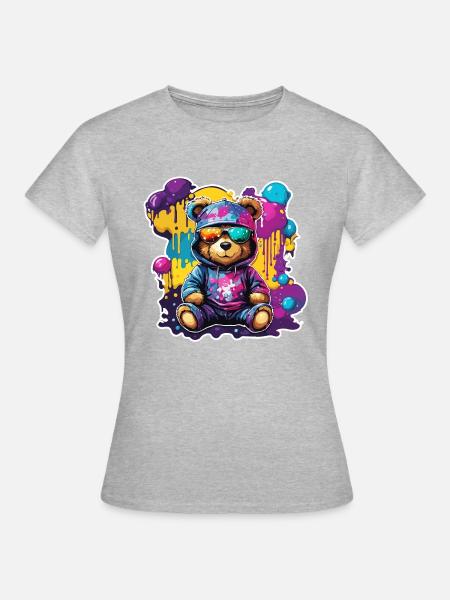 Teddybär / Kuscheltier / Stofftier / Geschenkidee - Frauen T-Shirt - Grau meliert