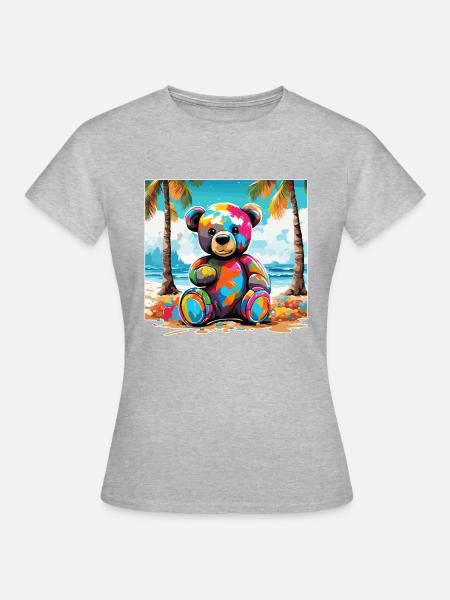 Teddybär / Kuscheltier / Stofftier / Geschenkidee - Frauen T-Shirt - Grau meliert