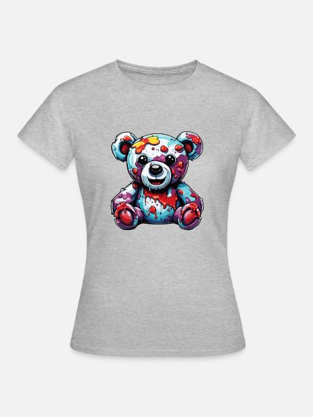 Teddybär / Kuscheltier / Stofftier / Geschenkidee - Frauen T-Shirt - Grau meliert