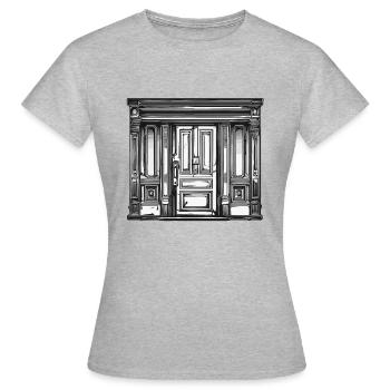 Tür / Eingang / Schloss / Tor / Haustür / Design - Frauen T-Shirt - Grau meliert - Vorne - AI Model Female 172 dark (172cm)