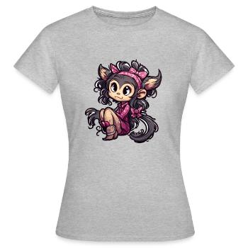 Cute Monkey / Monkey Girl / Cute / Hair Bow - Women's T-Shirt - heather grey - Front - AI Model Female 172 dark (172cm)