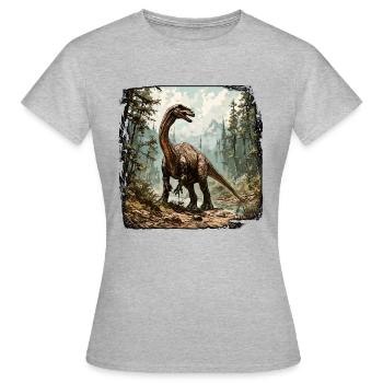 Dinosaurier / Tier / Urzeit / Reptil / Jungs - Frauen T-Shirt - Grau meliert - Vorne - AI Model Female 172 dark (172cm)