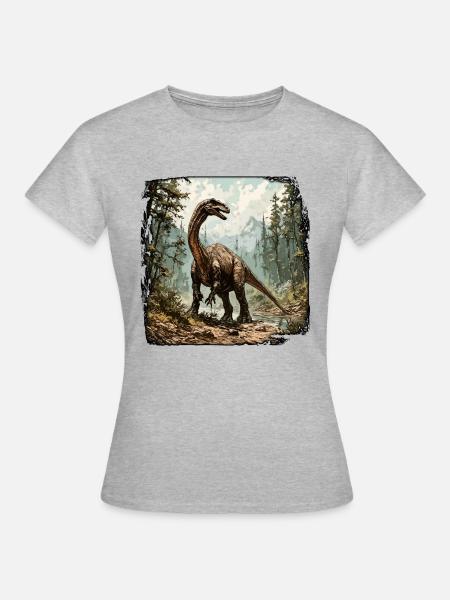Dinosaurier / Tier / Urzeit / Reptil / Jungs - Frauen T-Shirt - Grau meliert