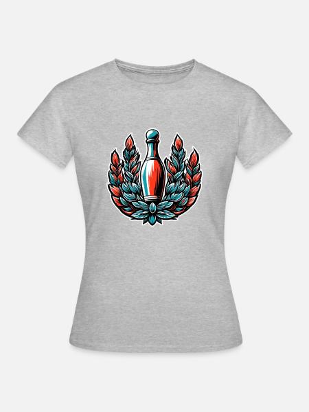 Bowling / Kegeln / Bowlingbahn / Pin / Strike - Frauen T-Shirt - Grau meliert