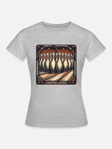 Bowling / Kegeln / Bowlingbahn / Pin / Strike - Frauen T-Shirt - Grau meliert