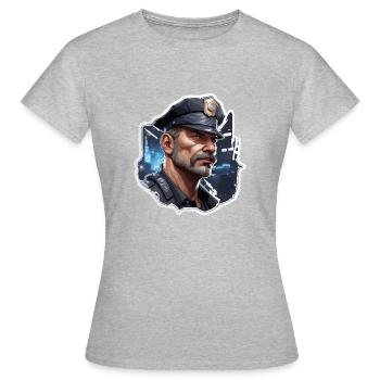 Polizei / Einsatz / Beruf / Job / Einsatzkräfte - Frauen T-Shirt - Grau meliert - Vorne - AI Model Female 172 dark (172cm)