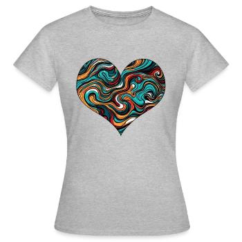 Psychédélique / Coeur / Psychobilly / Goa / Forme - T-shirt Femme - gris chiné - Devant - AI Model Female 172 dark (172cm)