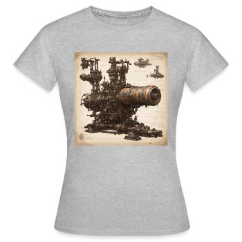 Plan / Sépia / Vintage / Rétro / Machine - T-shirt Femme - gris chiné - Devant - AI Model Female 172 dark (172cm)