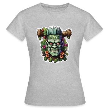 Tiki / Hawaï / Tropical / Île / Culture / Logo - T-shirt Femme - gris chiné - Devant - AI Model Female 172 dark (172cm)