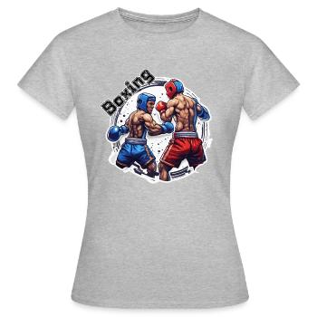 Boxer / Sport / Kampf / Arena / Boxring / Fäuste - Frauen T-Shirt - Grau meliert - Vorne - AI Model Female 172 dark (172cm)
