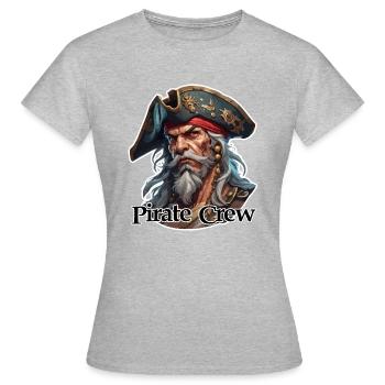 Pirat / Ahoi / Anker / Kapitän / Totenkopf / Rum - Frauen T-Shirt - Grau meliert - Vorne - AI Model Female 172 dark (172cm)