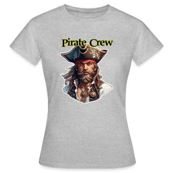 Pirat / Ahoi / Anker / Kapitän / Totenkopf / Rum - Frauen T-Shirt - Grau meliert - Vorne - AI Model Female 172 dark (172cm)
