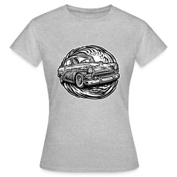 Auto / Fahrzeug / PKW / Mobil / Old Timer / fahren - Frauen T-Shirt - Grau meliert - Vorne - AI Model Female 172 dark (172cm)