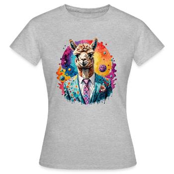 Alpaga en costume - T-shirt Femme - gris chiné - Devant - AI Model Female 172 dark (172cm)