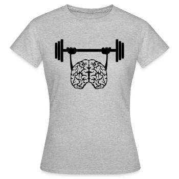 Gehirn Brain Bar Krafttraining - Frauen T-Shirt - Grau meliert - Vorne - AI Model Female 172 dark (172cm)