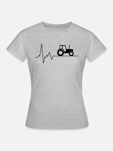 herzschlag traktor - Frauen T-Shirt - Grau meliert