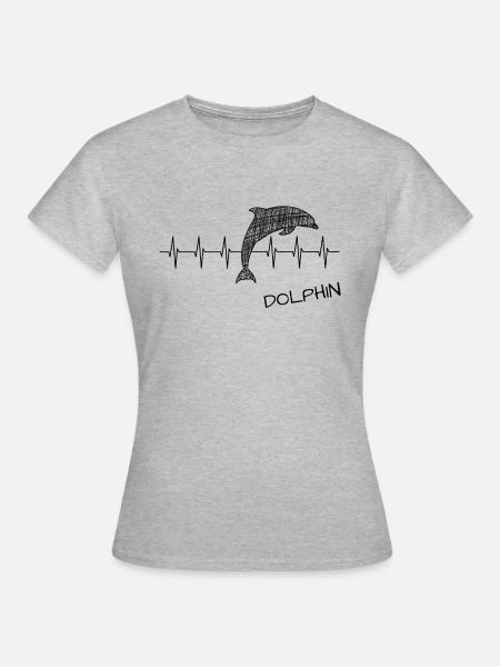 Dolphin Delfin - Frauen T-Shirt - Grau meliert