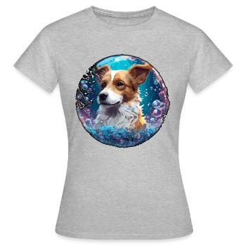 Animal in Soap Bubble / Childlike / Cute / Dog - Women's T-Shirt - heather grey - Front - AI Model Female 172 dark (172cm)