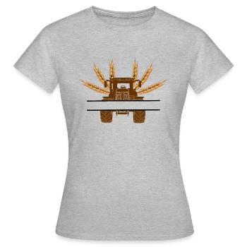 Getreide mit Traktor - Frauen T-Shirt - Grau meliert - Vorne - AI Model Female 172 dark (172cm)