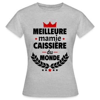 Meilleure mamie caissière du monde, caisse, noël - T-shirt Femme - gris chiné - Devant - AI Model Female 172 dark (172cm)