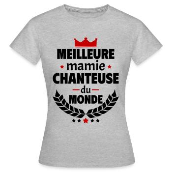 Meilleure mamie chanteuse du monde, chant, noël - T-shirt Femme - gris chiné - Devant - AI Model Female 172 dark (172cm)