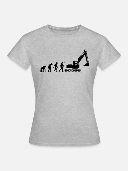 Baggerfahrer Evolution - Frauen T-Shirt - Grau meliert