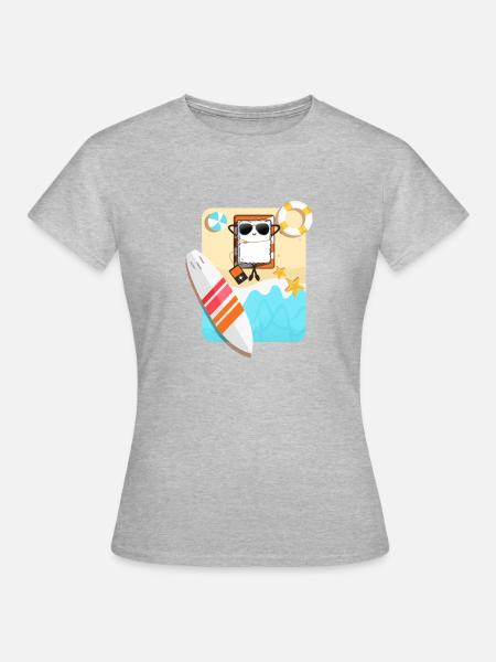 Surfen Sushi am Strand - Frauen T-Shirt - Grau meliert