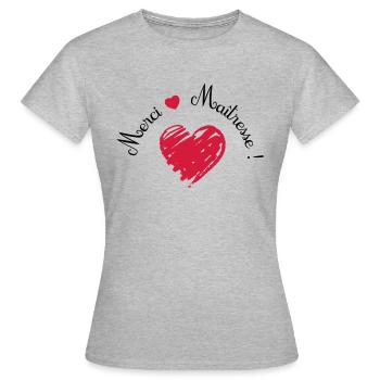 merci maîtresse coeur cadeau de fin d'année - T-shirt Femme - gris chiné - Devant - AI Model Female 172 dark (172cm)