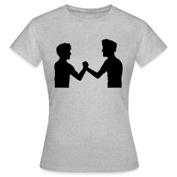 2 amis équipe couple frère poignée de main bienvenue - T-shirt Femme - gris chiné - Devant - AI Model Female 172 dark (172cm)