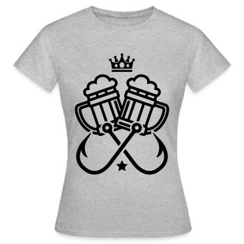 fish hook fishing beer - Women's T-Shirt - heather grey - Front - AI Model Female 172 dark (172cm)