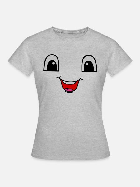 Visage mignon avec un sourire heureux - T-shirt Femme - gris chiné