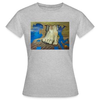 Surrealistische Malerei - Frauen T-Shirt - Grau meliert - Vorne - AI Model Female 172 dark (172cm)