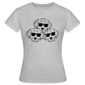 Hunde schwarz Hundekopf Geschenkidee - Frauen T-Shirt - Grau meliert - Vorne - AI Model Female 172 dark (172cm)