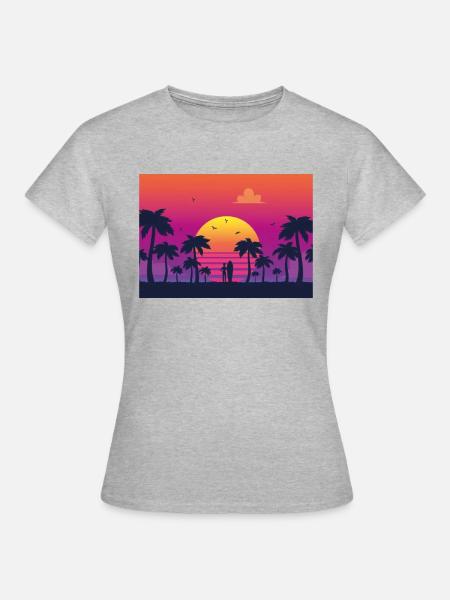 sunset surf - Frauen T-Shirt - Grau meliert