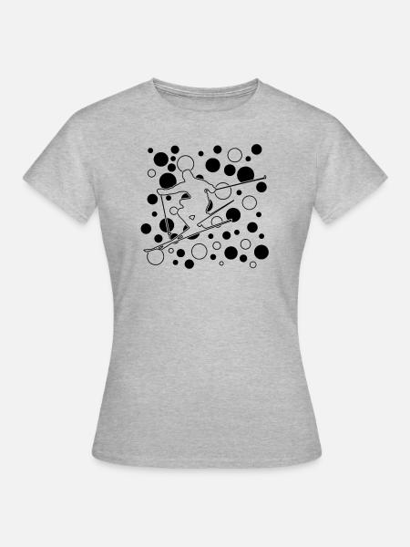 Skiing Ski - Frauen T-Shirt - Grau meliert