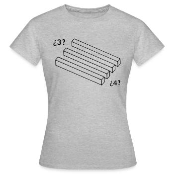 Illusions d'optique 3 à 4 bâtons - T-shirt Femme - gris chiné - Devant - AI Model Female 172 dark (172cm)