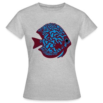 Diskusfisch vektor - Frauen T-Shirt - Grau meliert - Vorne - AI Model Female 172 dark (172cm)