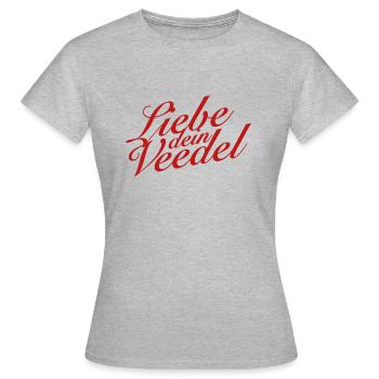 Liebe dein Veedel (Kölner Veedel) - Frauen T-Shirt - Grau meliert - Vorne - AI Model Female 172 dark (172cm)