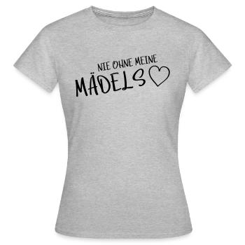 herz nie ohne meine maedels - Frauen T-Shirt - Grau meliert - Vorne - AI Model Female 172 dark (172cm)