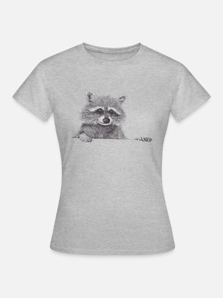 Waschbär Zeichnung - Frauen T-Shirt - Grau meliert